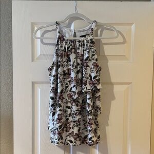 White House Black Market Floral Tank Top - White and Purple